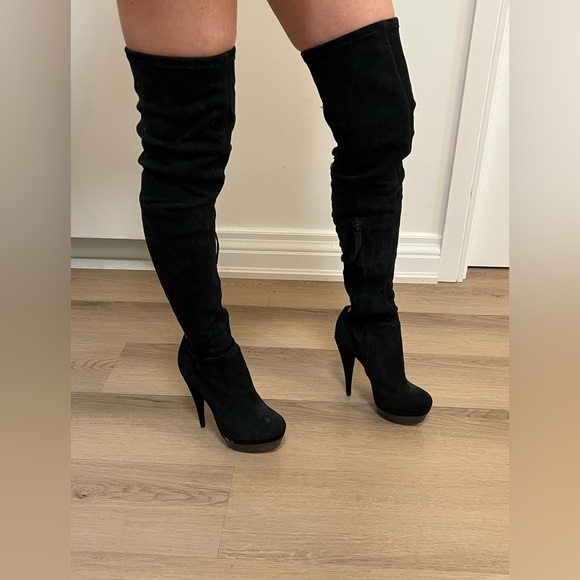 Rachel Zoe brigette stretch suede thigh high boots - Picture 1 of 7